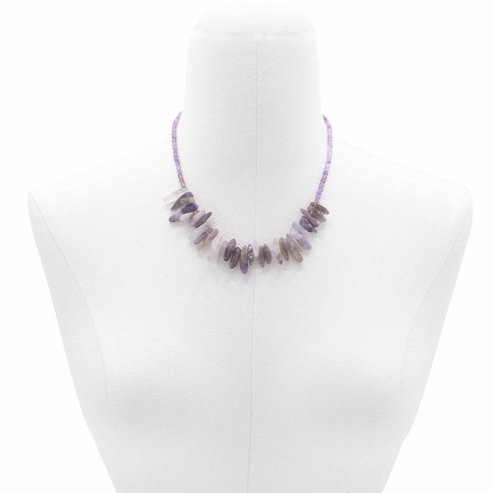 Ancient Wisdom Longstone Gem Necklace - Amethyst