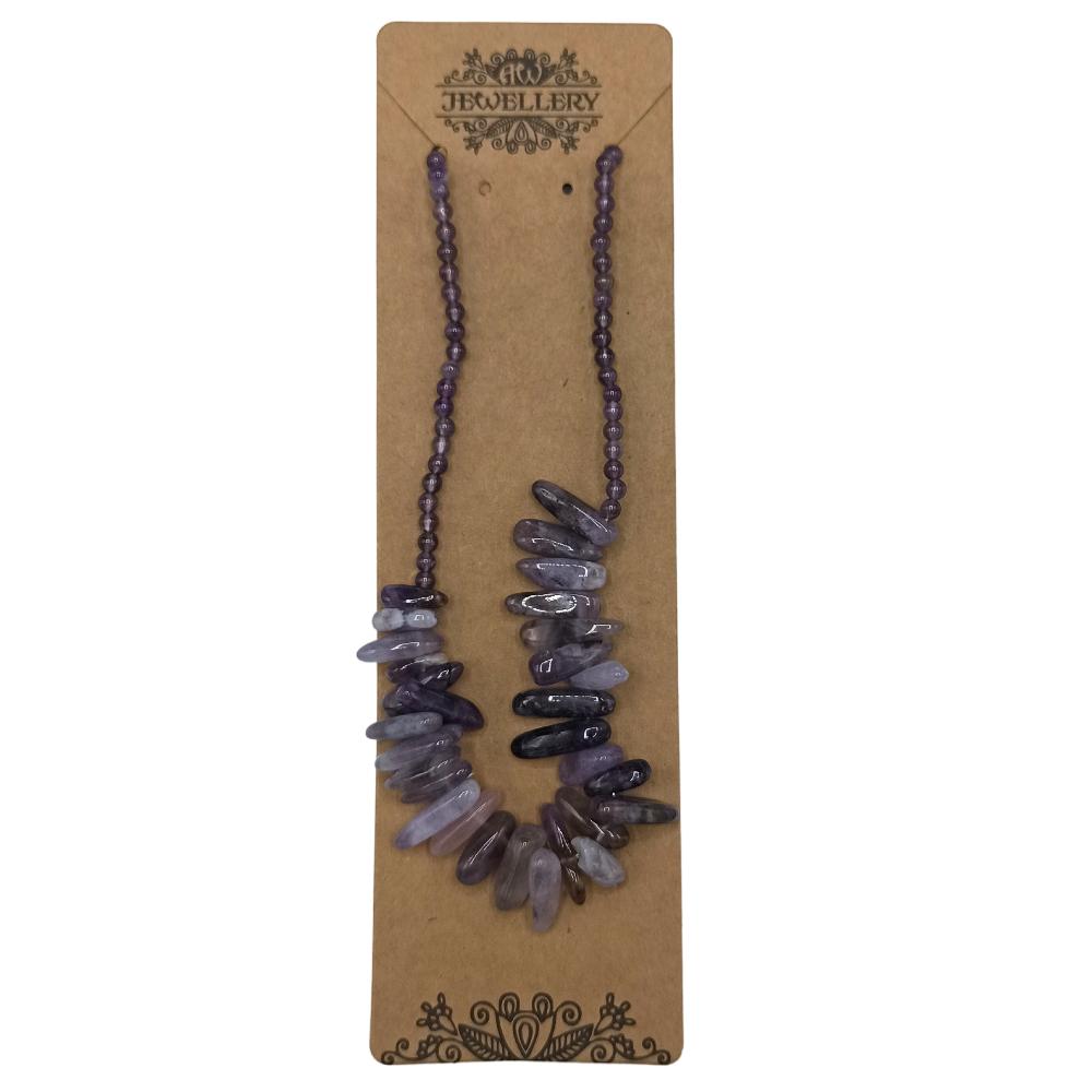 Ancient Wisdom Longstone Gem Necklace - Amethyst