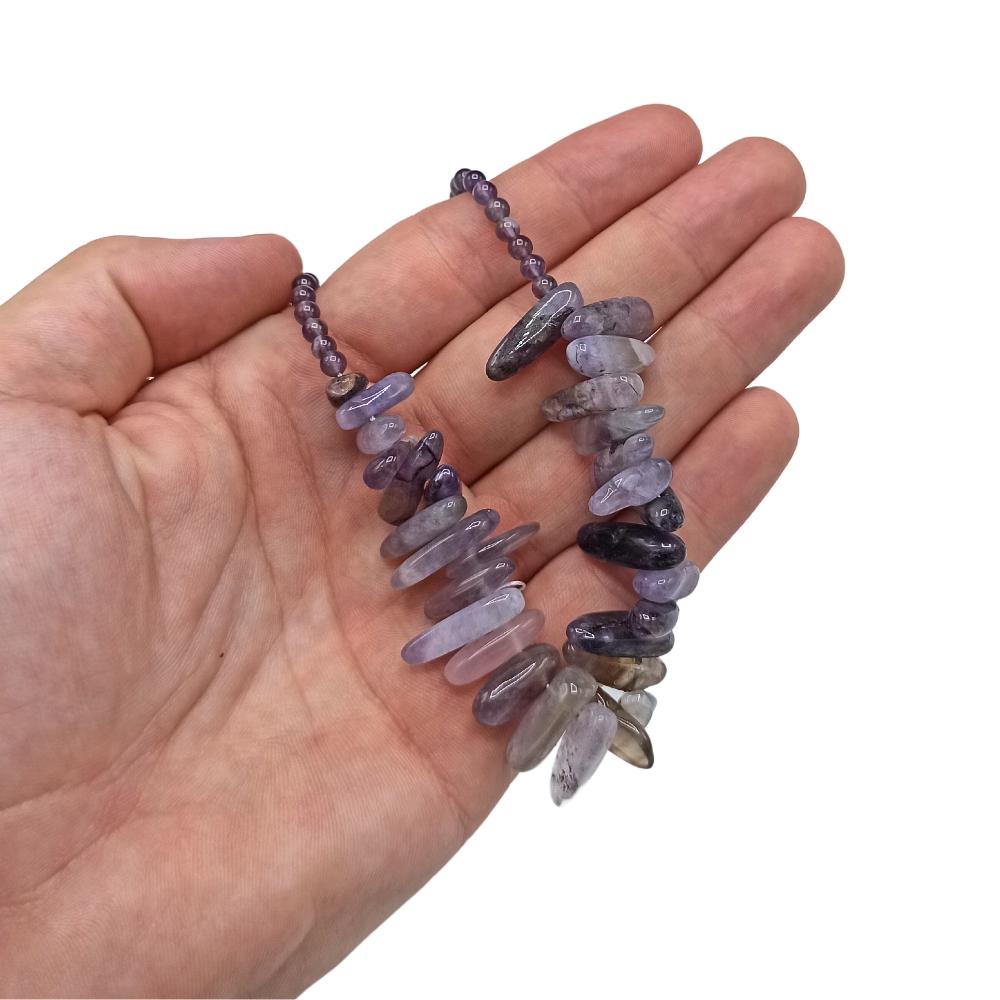 Ancient Wisdom Longstone Gem Necklace - Amethyst