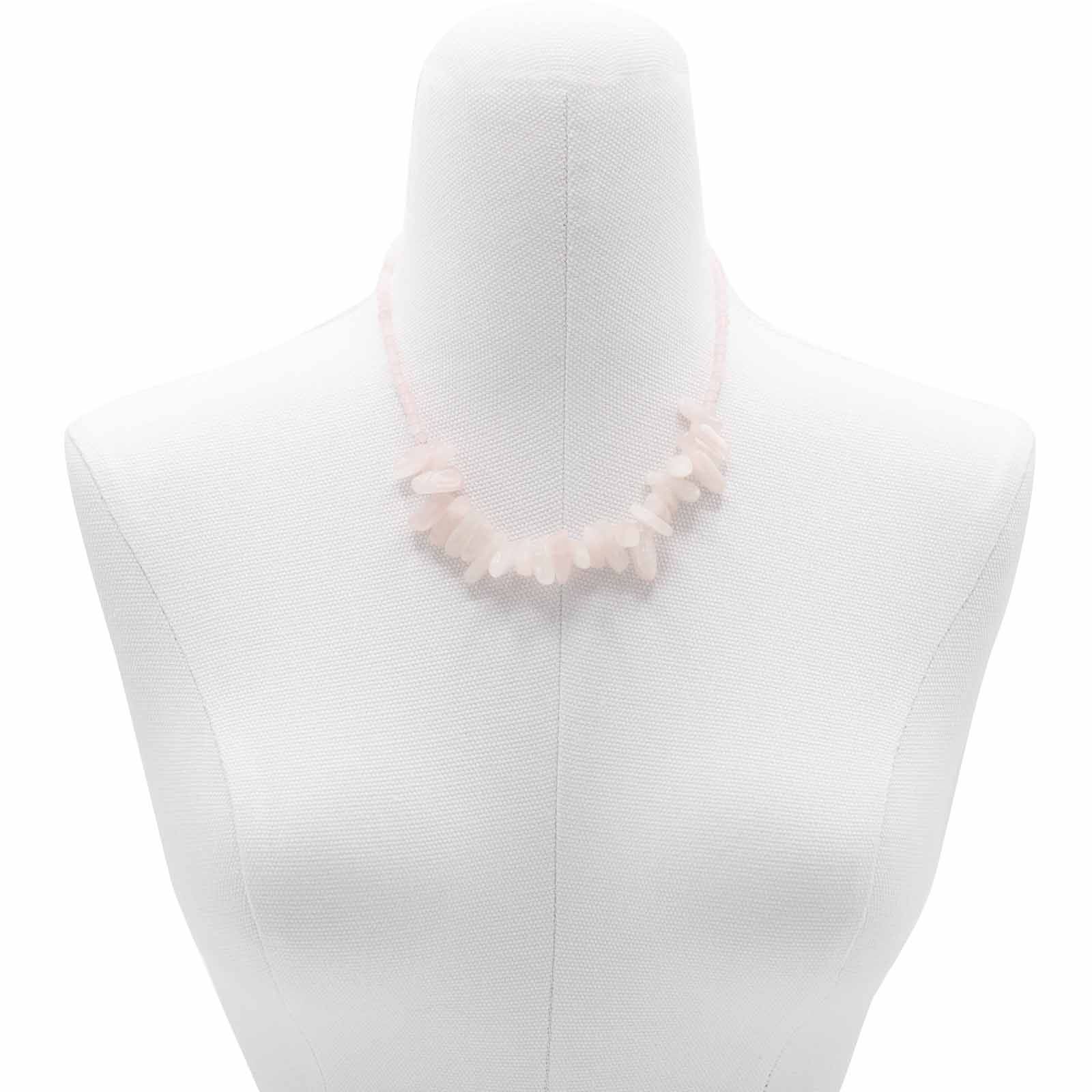 Ancient Wisdom Longstone Gem Necklace - Rose Quartz