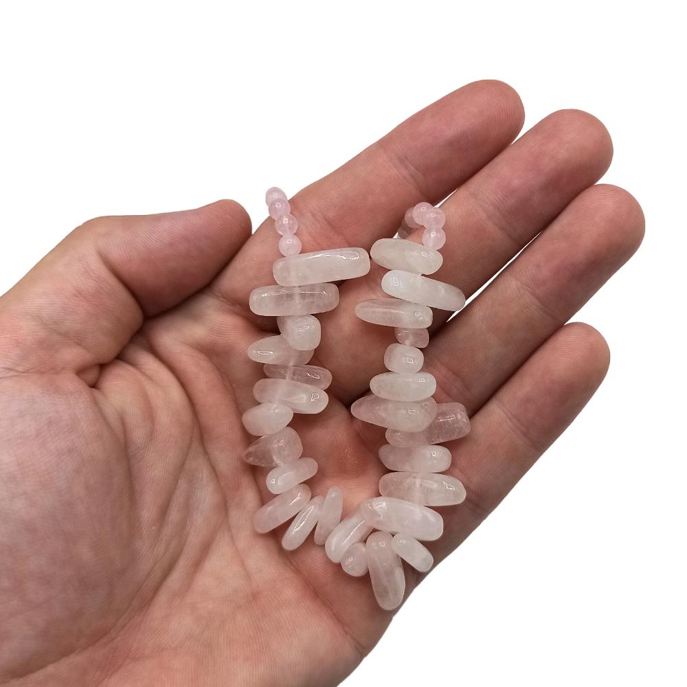 Ancient Wisdom Longstone Gem Necklace - Rose Quartz