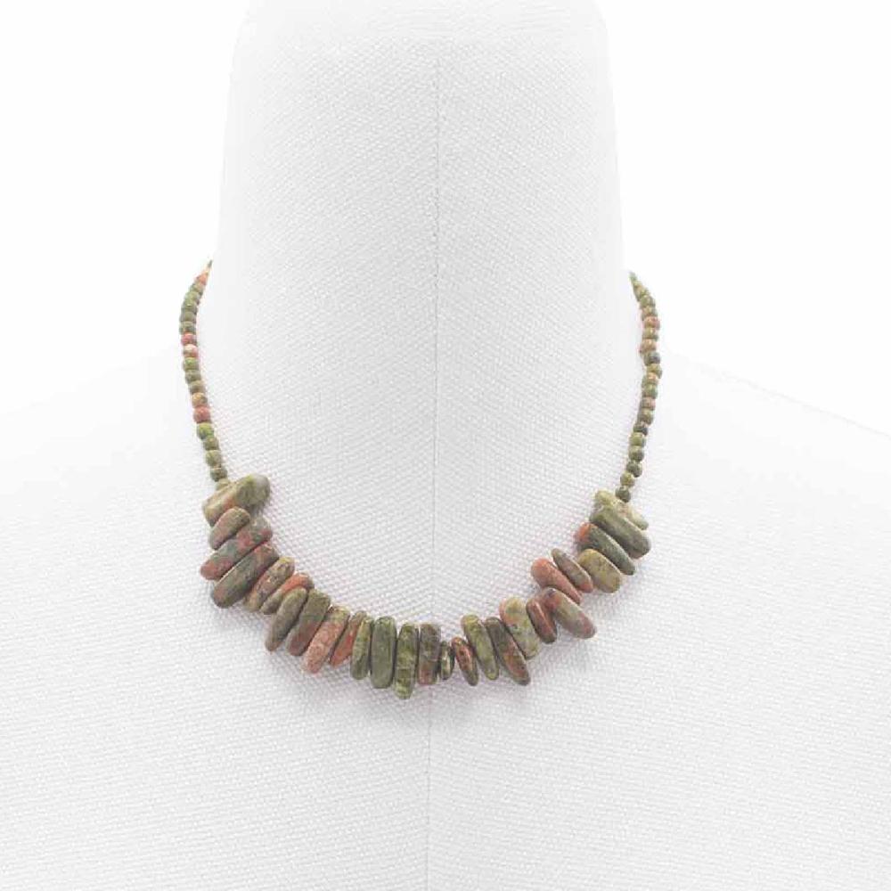 ancient wisdom Longstone Gem Necklace - Unakite