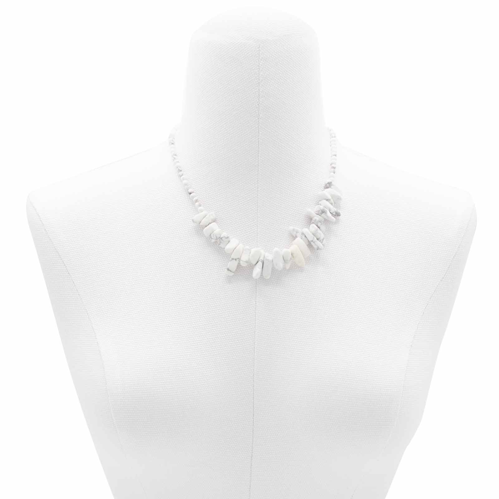 Ancient Wisdom Longstone Gem Necklace - White Jasper