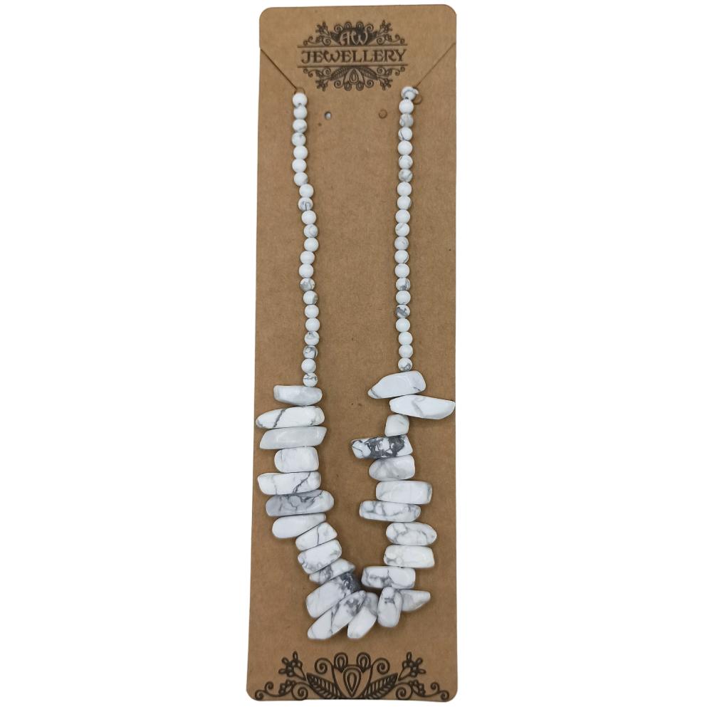 Ancient Wisdom Longstone Gem Necklace - White Jasper