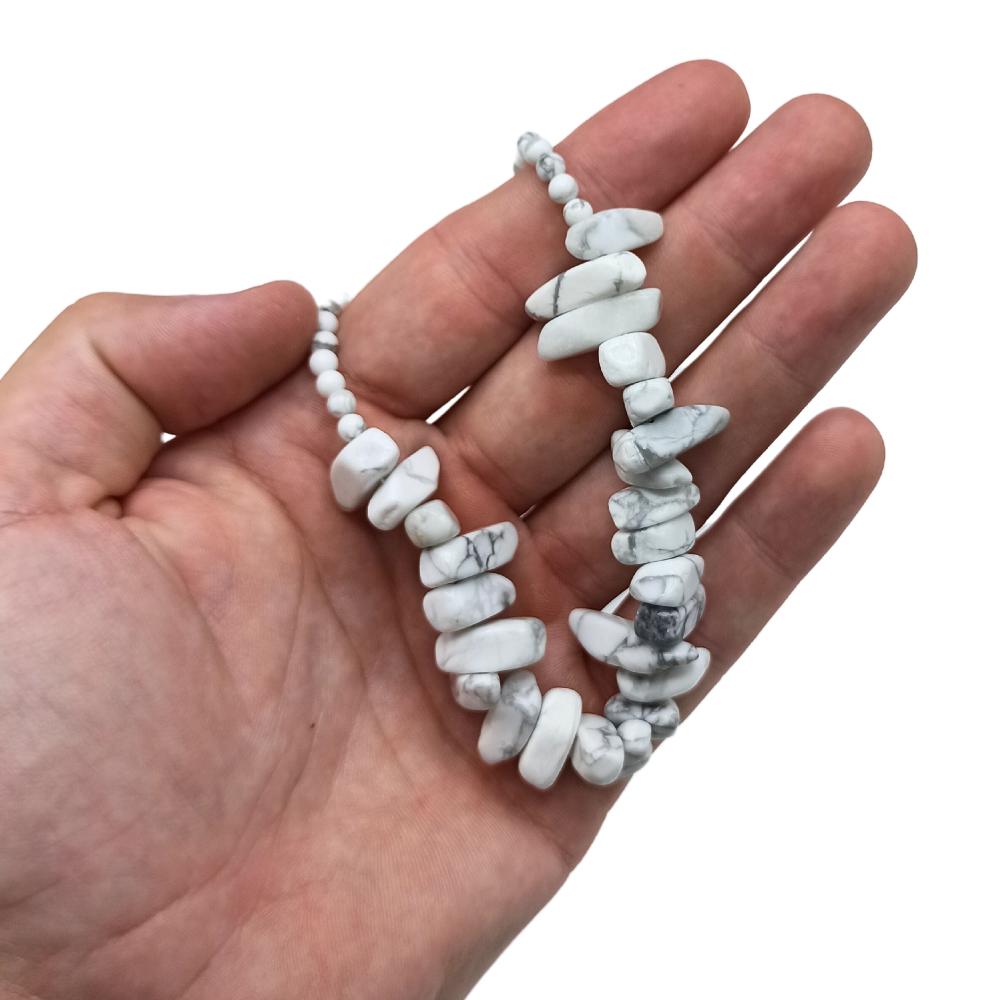 Ancient Wisdom Longstone Gem Necklace - White Jasper