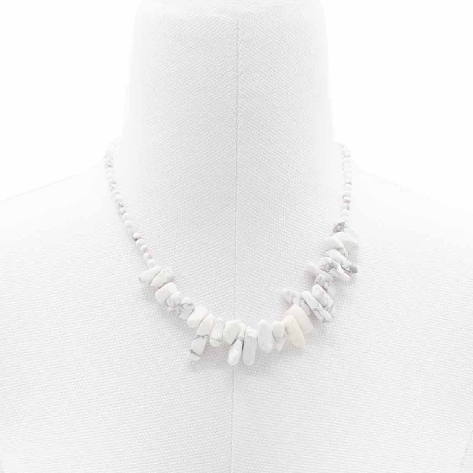 ancient wisdom Longstone Gem Necklace - White Jasper