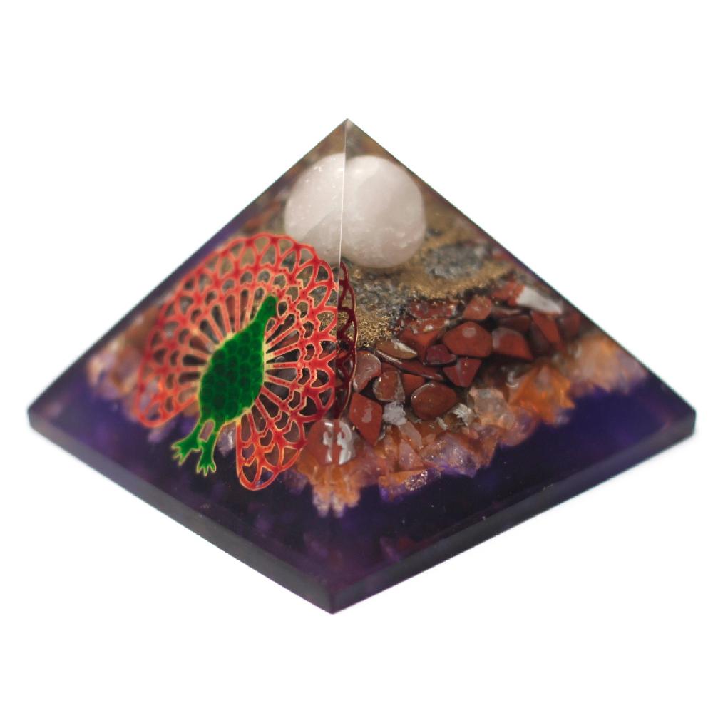 Ancient Wisdom Lrg Organite Pyramid 80mm - Peacock