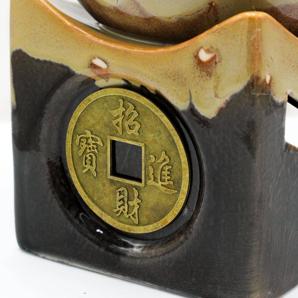 Ancient Wisdom Lucky Coin Large Oil Burner - Brown