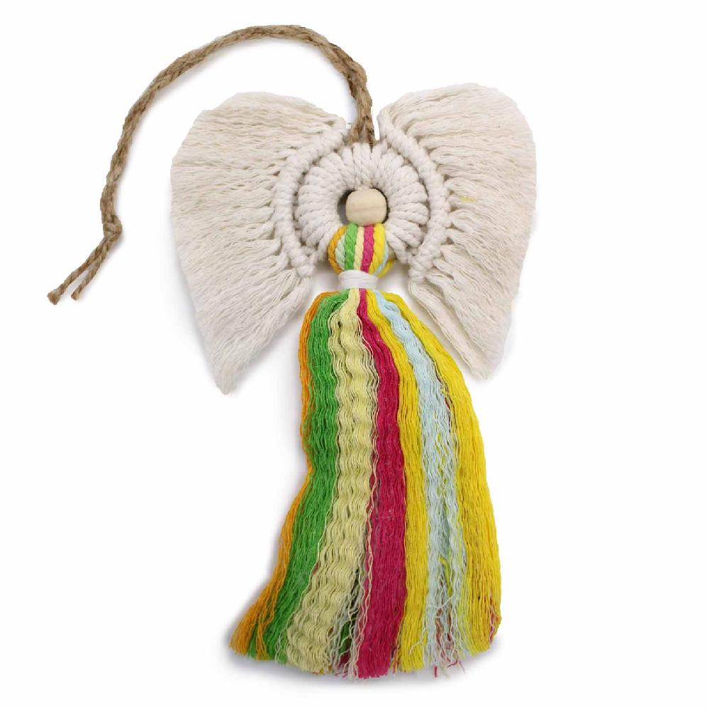 Ancient Wisdom Macrame Angel - Rainbow