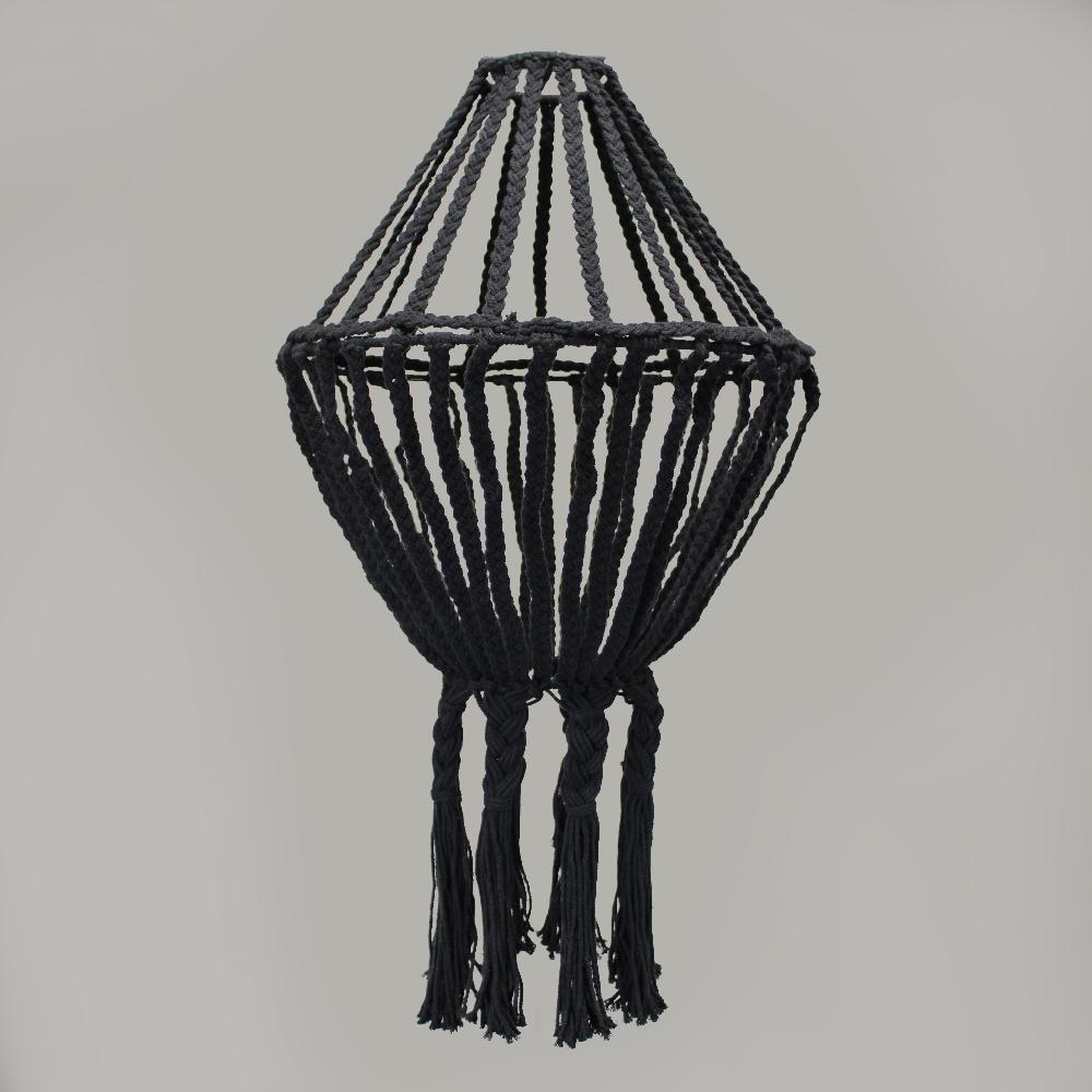 Ancient Wisdom Macrame Large Drop Chandelier - Black