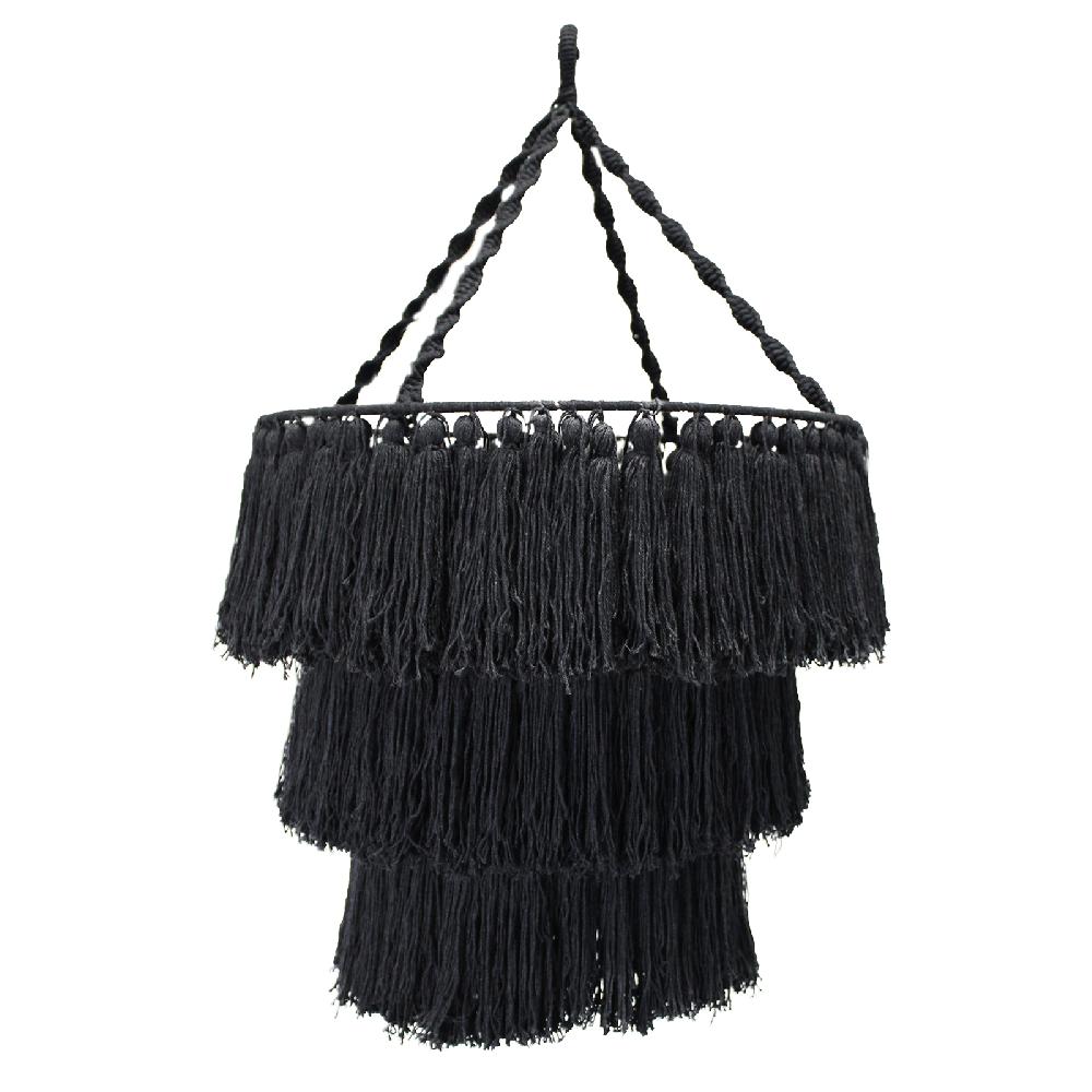 ancient wisdom Macrame Soft Chandelier - Black