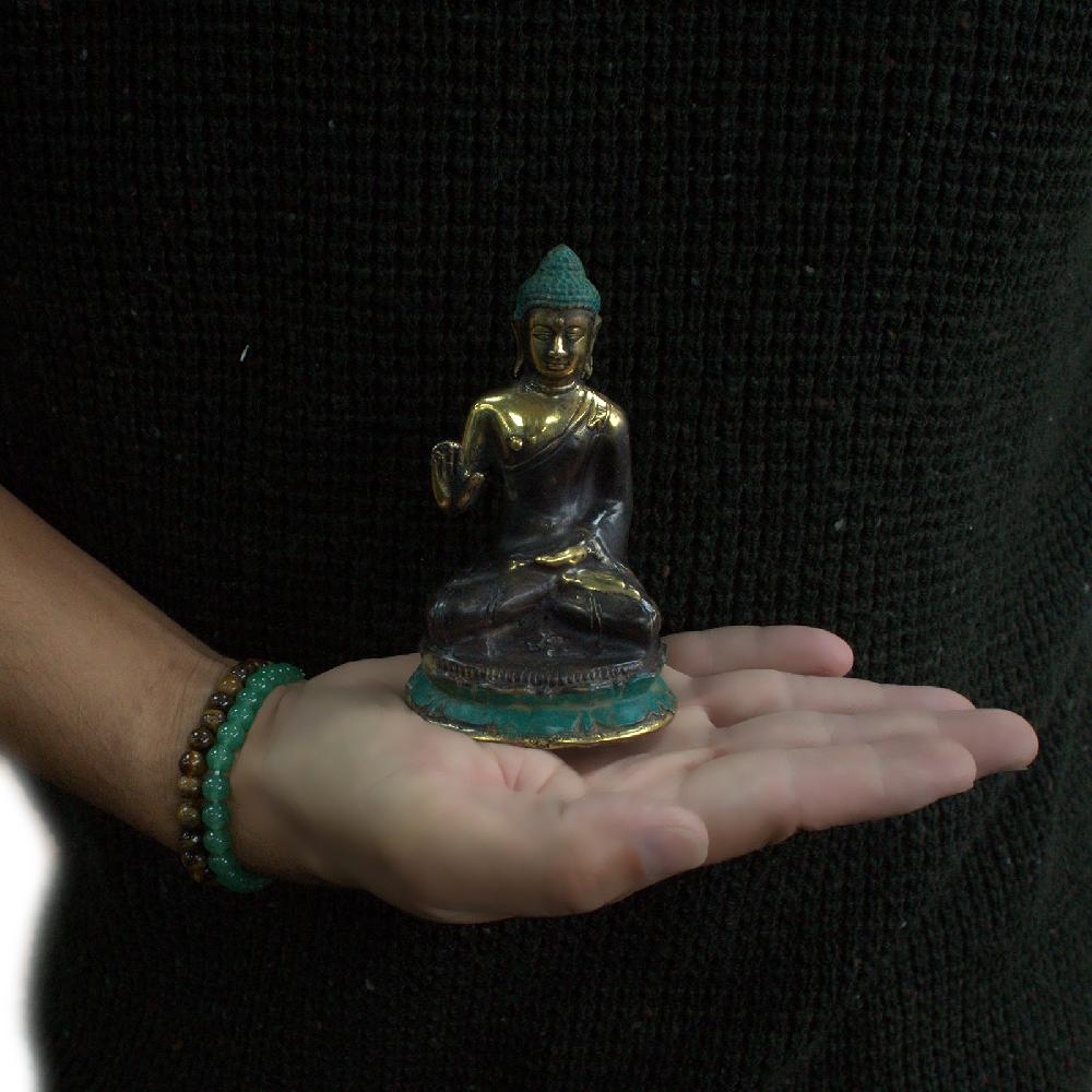 Ancient Wisdom Med Hand Up Sitting Buddha