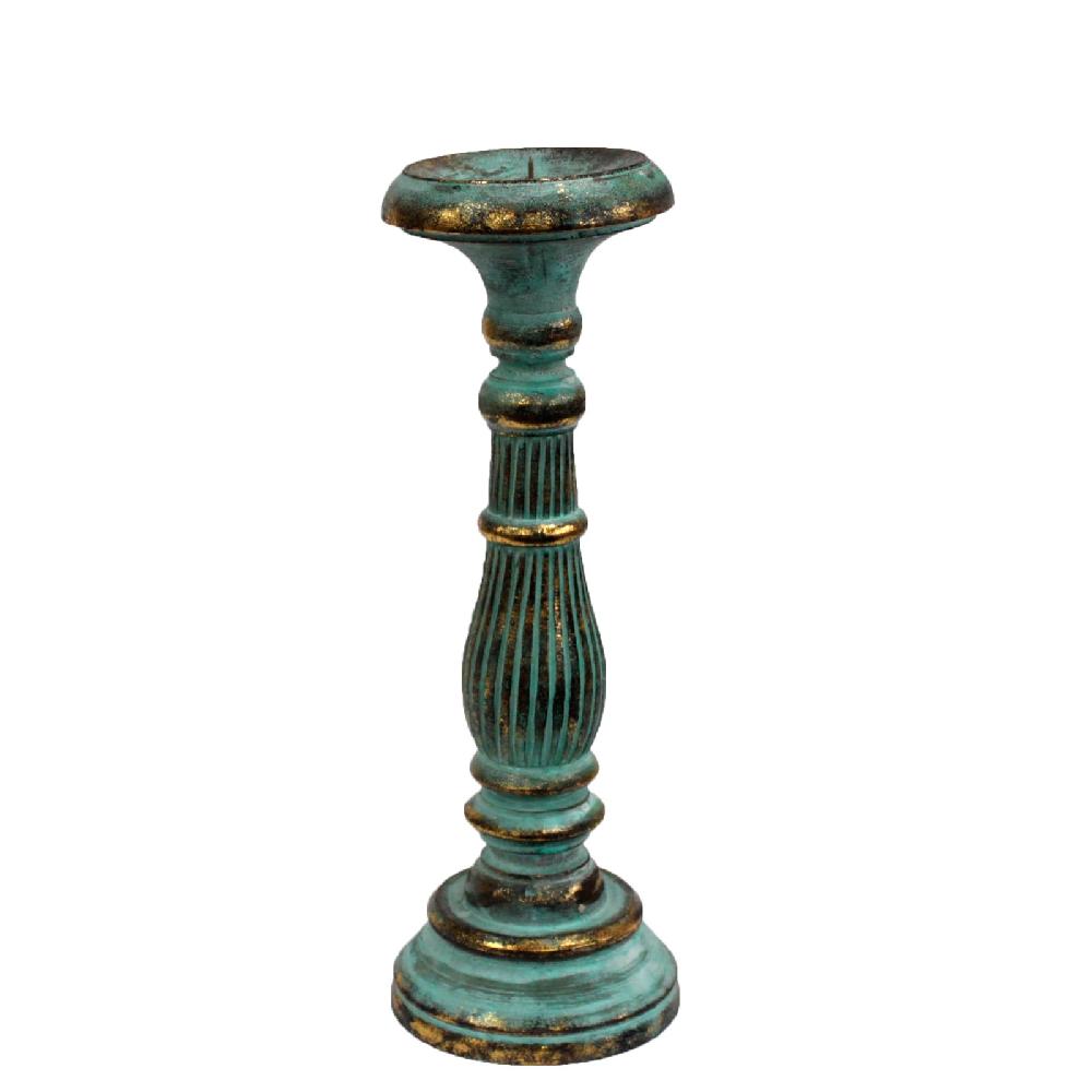 ancient wisdom Medium Candle Stand - Turquois Gold