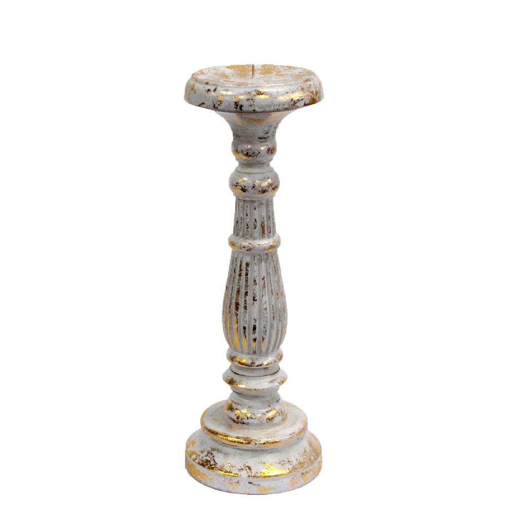 ancient wisdom Medium Candle Stand - White Gold