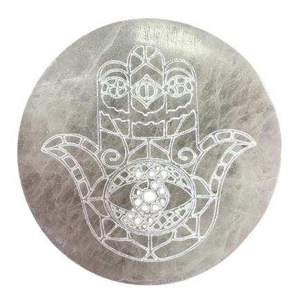 ancient wisdom Medium Charging Plate 10cm - Hamsa