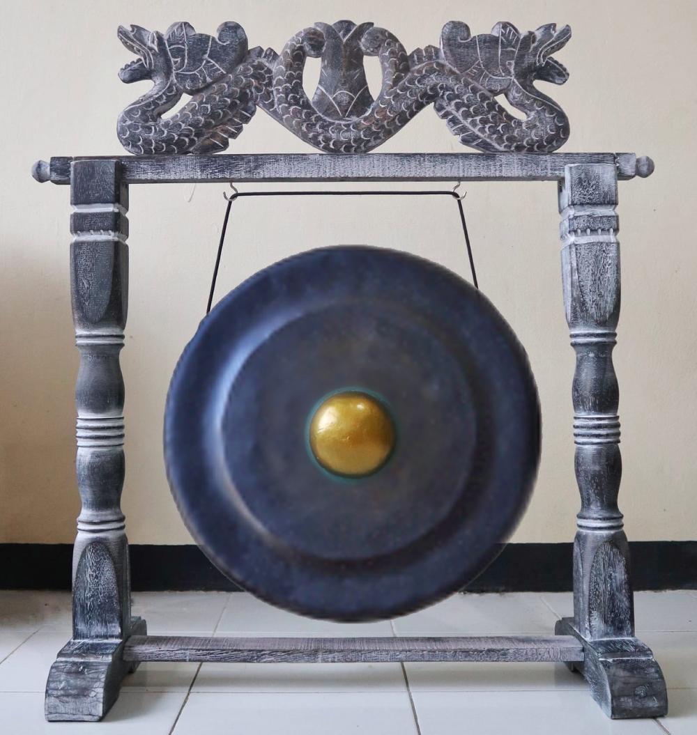 ancient wisdom Medium Gong in Stand - 50cm - Black