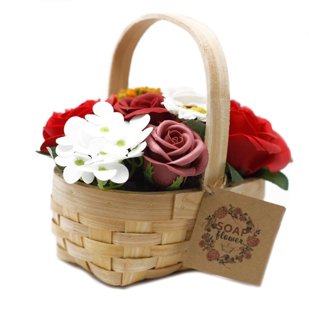 ancient wisdom Medium Red Bouquet in Wicker Basket