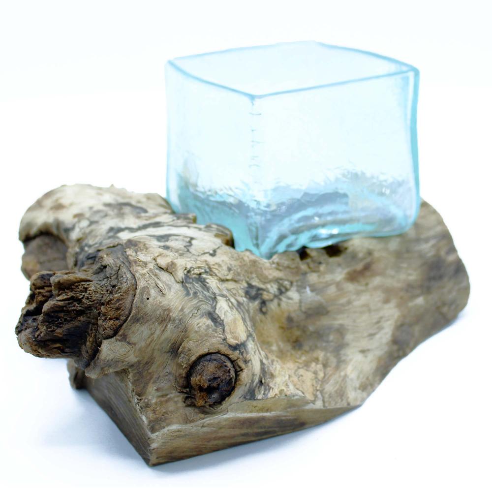 Ancient Wisdom Molten Crackled Glass Tank On Wood