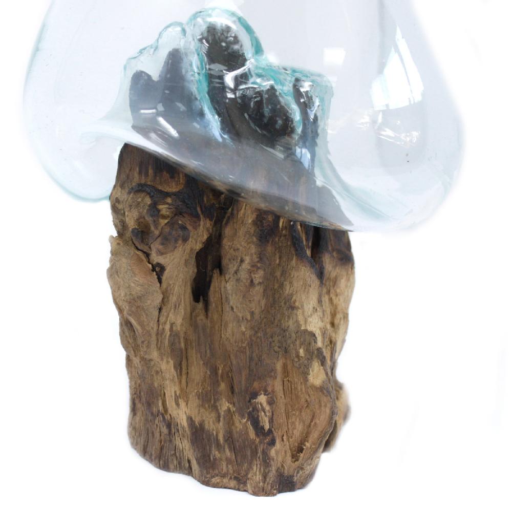 Ancient Wisdom Molten Glass On Wood - Large Bowl