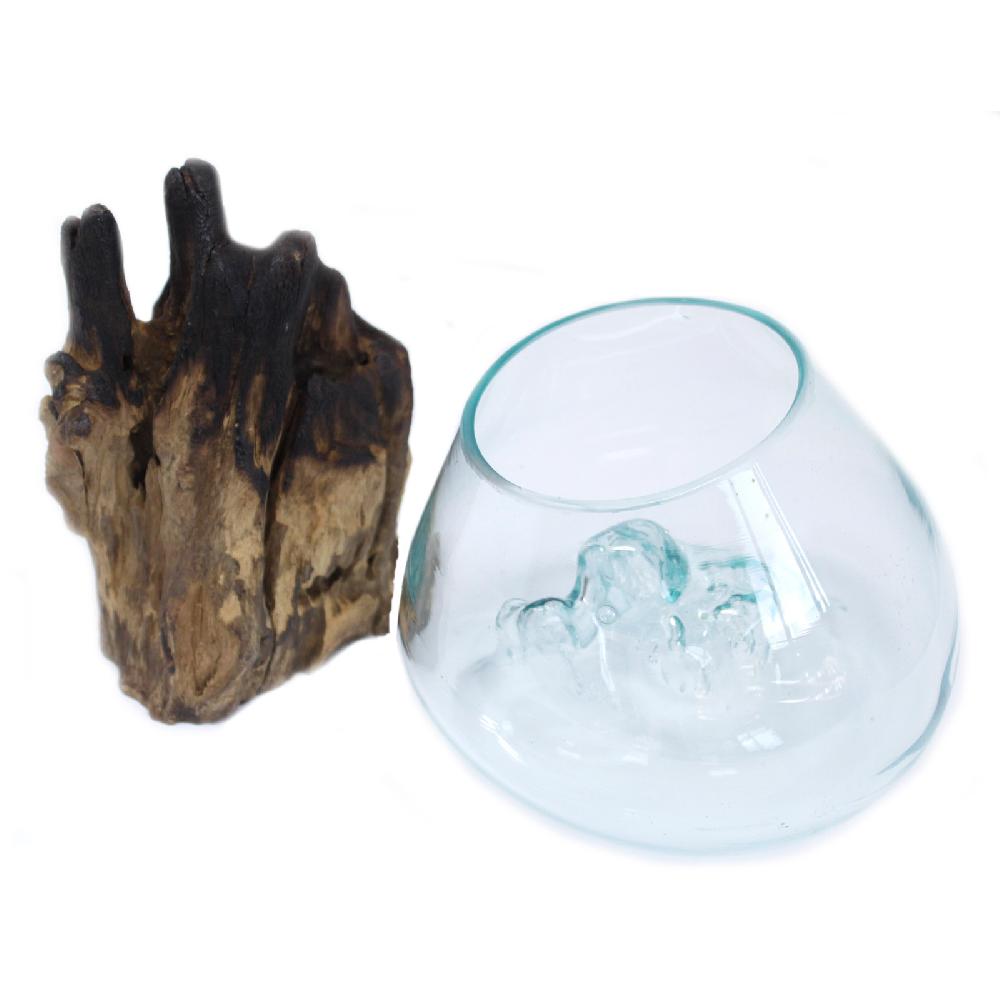 Ancient Wisdom Molten Glass On Wood - Large Bowl