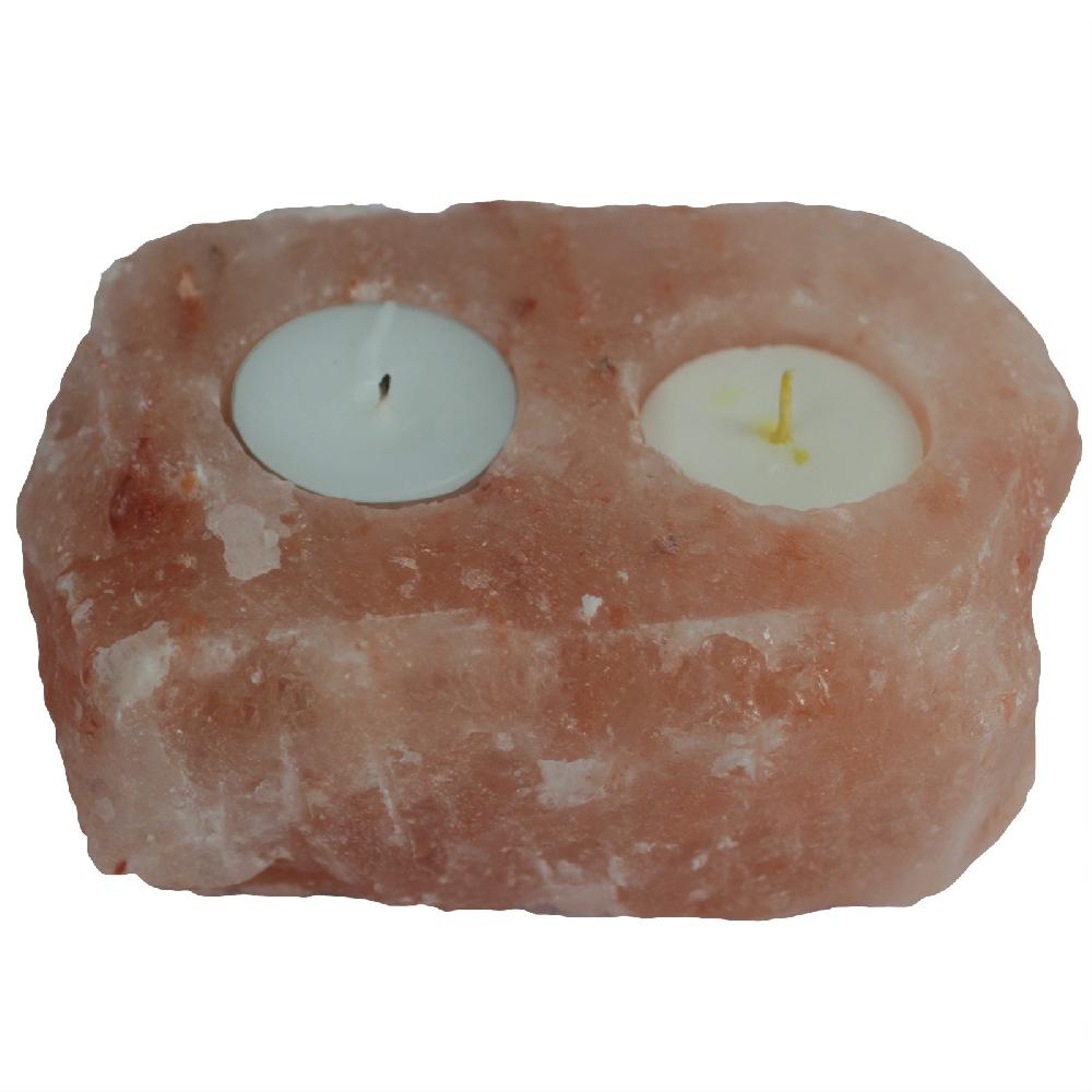 Ancient Wisdom Natural Salt Candle Holder - 2 Holes