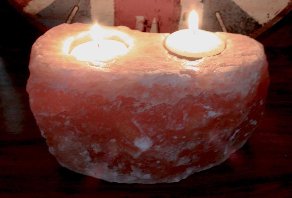 ancient wisdom Natural Salt Candle Holder - 2 holes