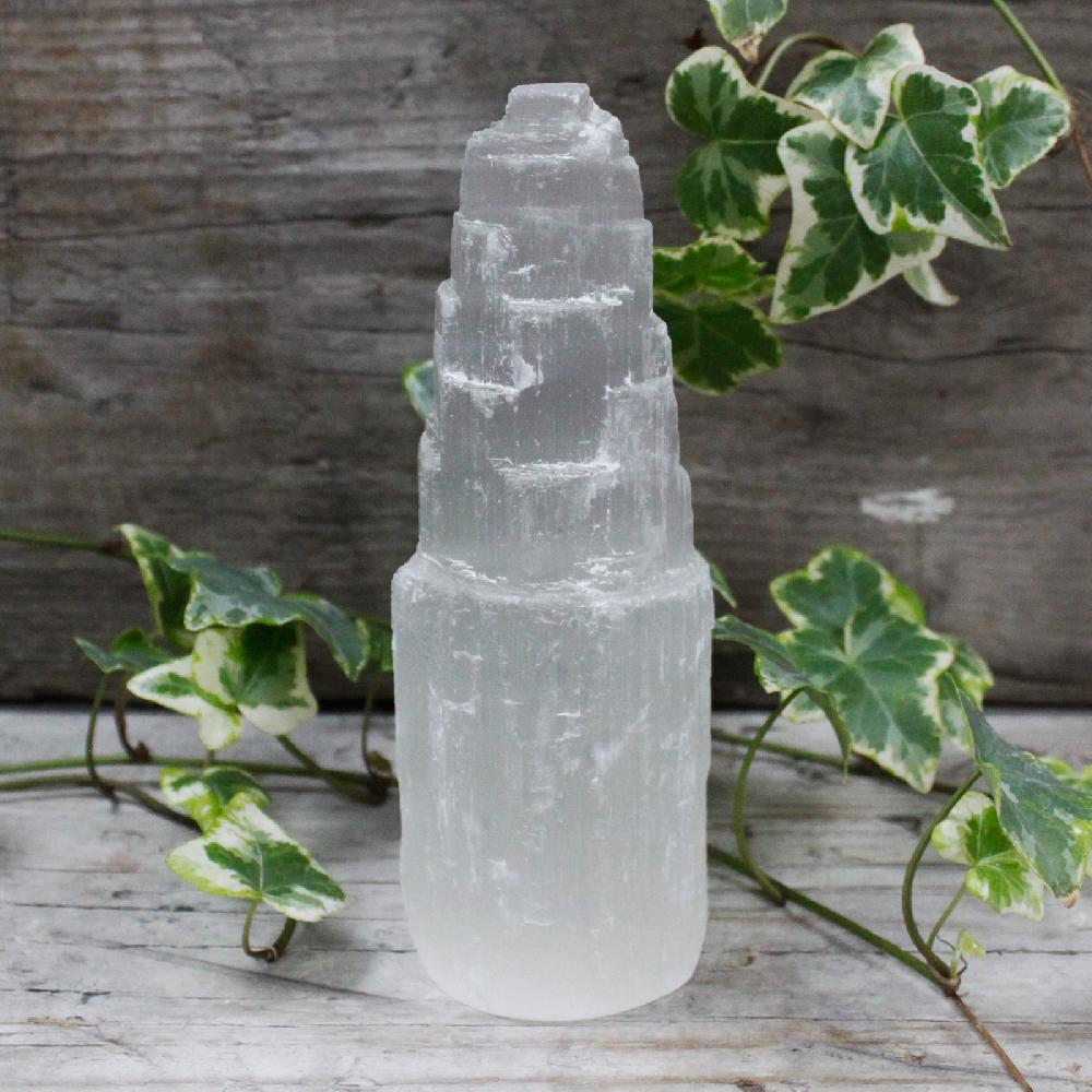 ancient wisdom Natural Selenite Tower - 15 cm