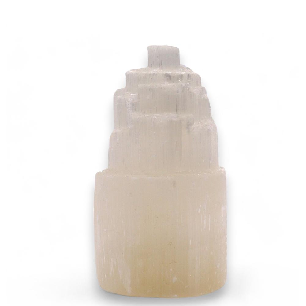 ancient wisdom Natural Selenite Tower Lamp - 15 cm