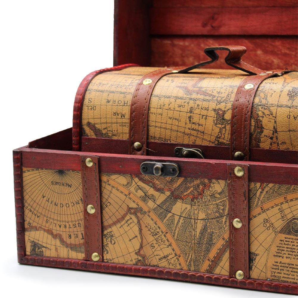 Ancient Wisdom Old Map Chest - Set Of 3