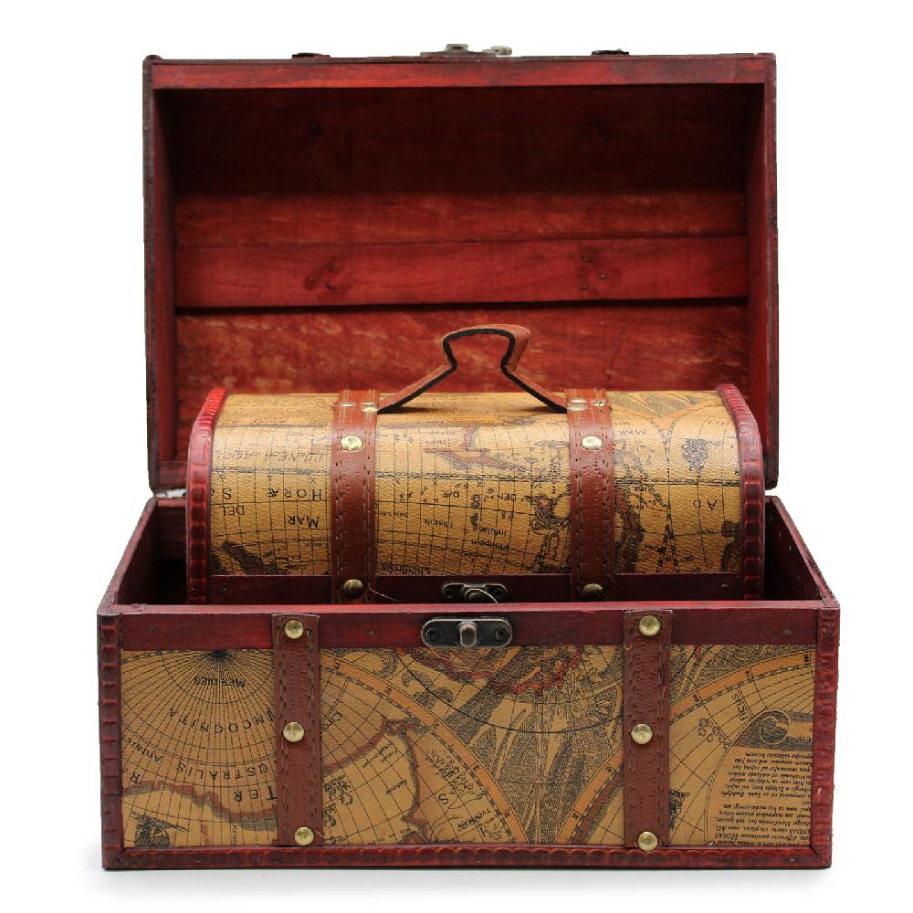 Ancient Wisdom Old Map Chest - Set Of 3