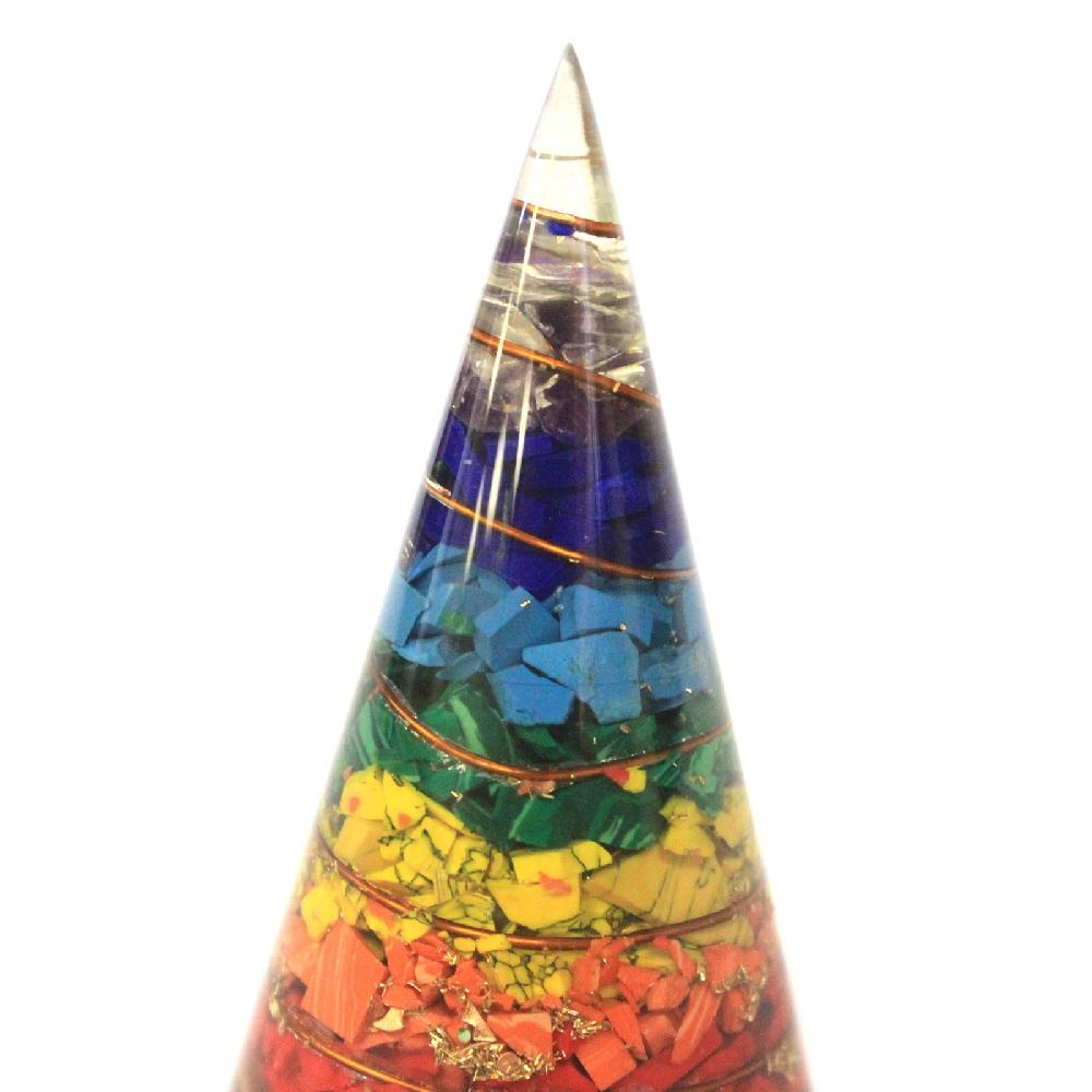 Ancient Wisdom Orgonite Cone - 80mm - Multichip