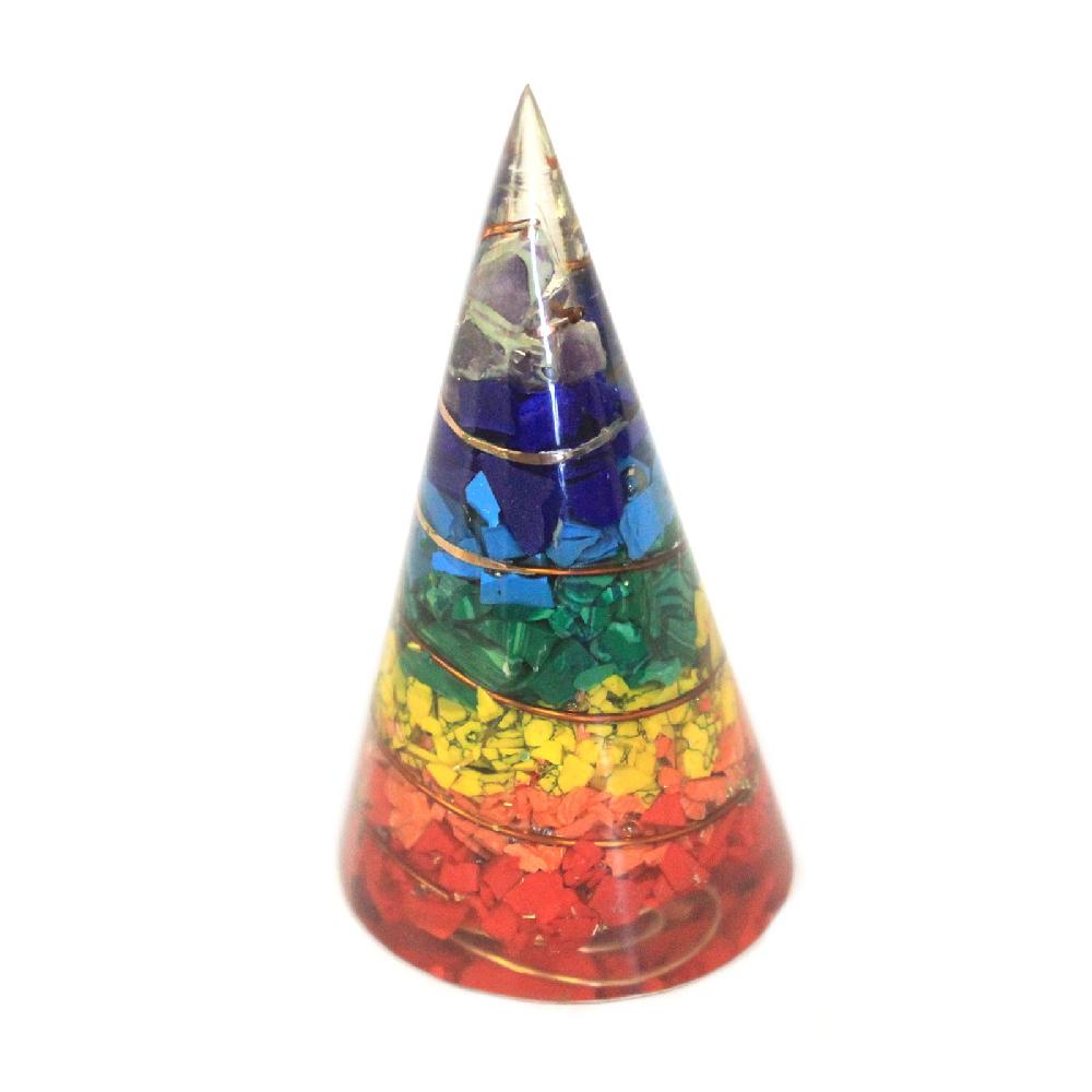 ancient wisdom Orgonite Cone - 80mm - Multichip
