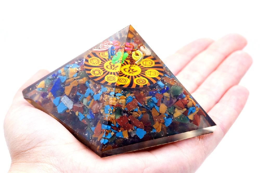 Ancient Wisdom Orgonite Pyramid - Om Chakra - 70 Mm