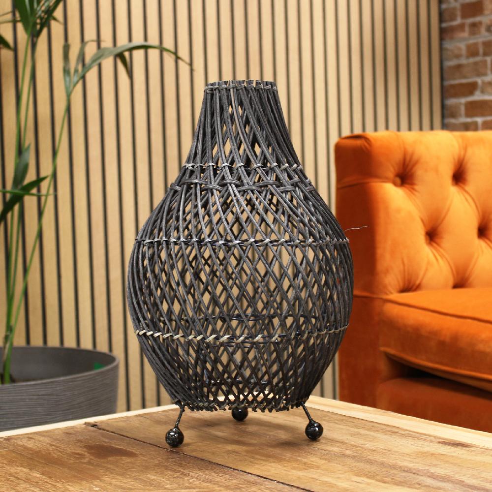 Ancient Wisdom Rattan Table Lamps - Black