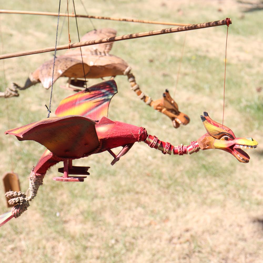 Ancient Wisdom Red Coconut Dragon Mobile 37cm