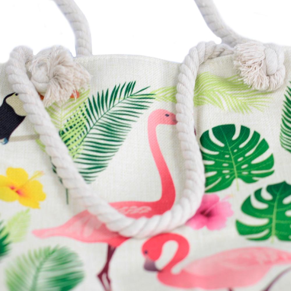 Ancient Wisdom Rope Handle Bag - Flamingo & More
