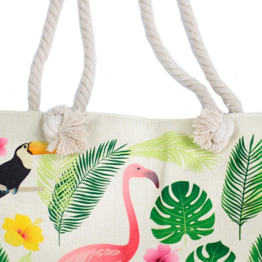 Ancient Wisdom Rope Handle Bag - Flamingo & More