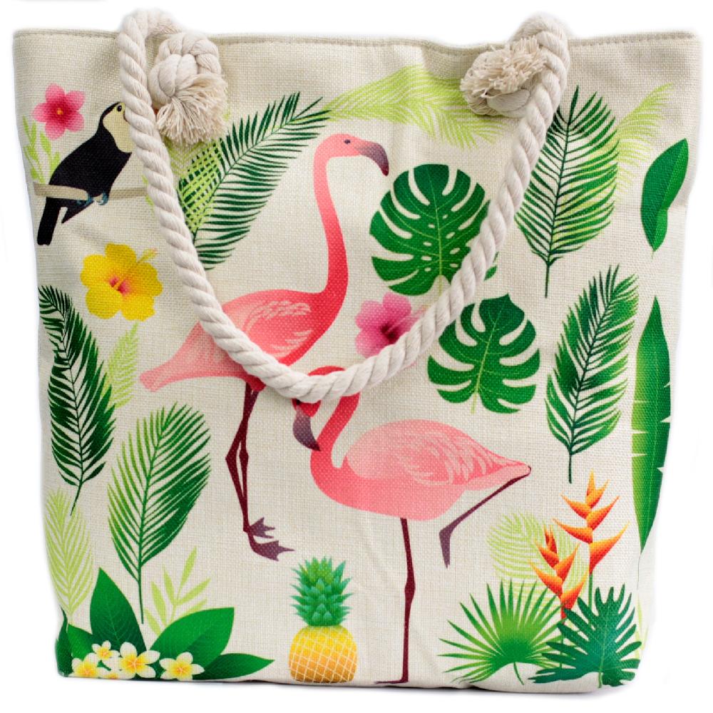 ancient wisdom Rope Handle Bag - Flamingo & More