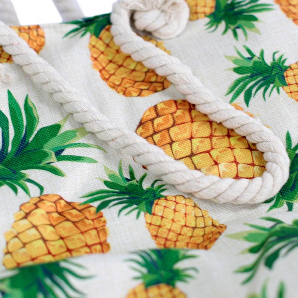 Ancient Wisdom Rope Handle Bag - Pineapples