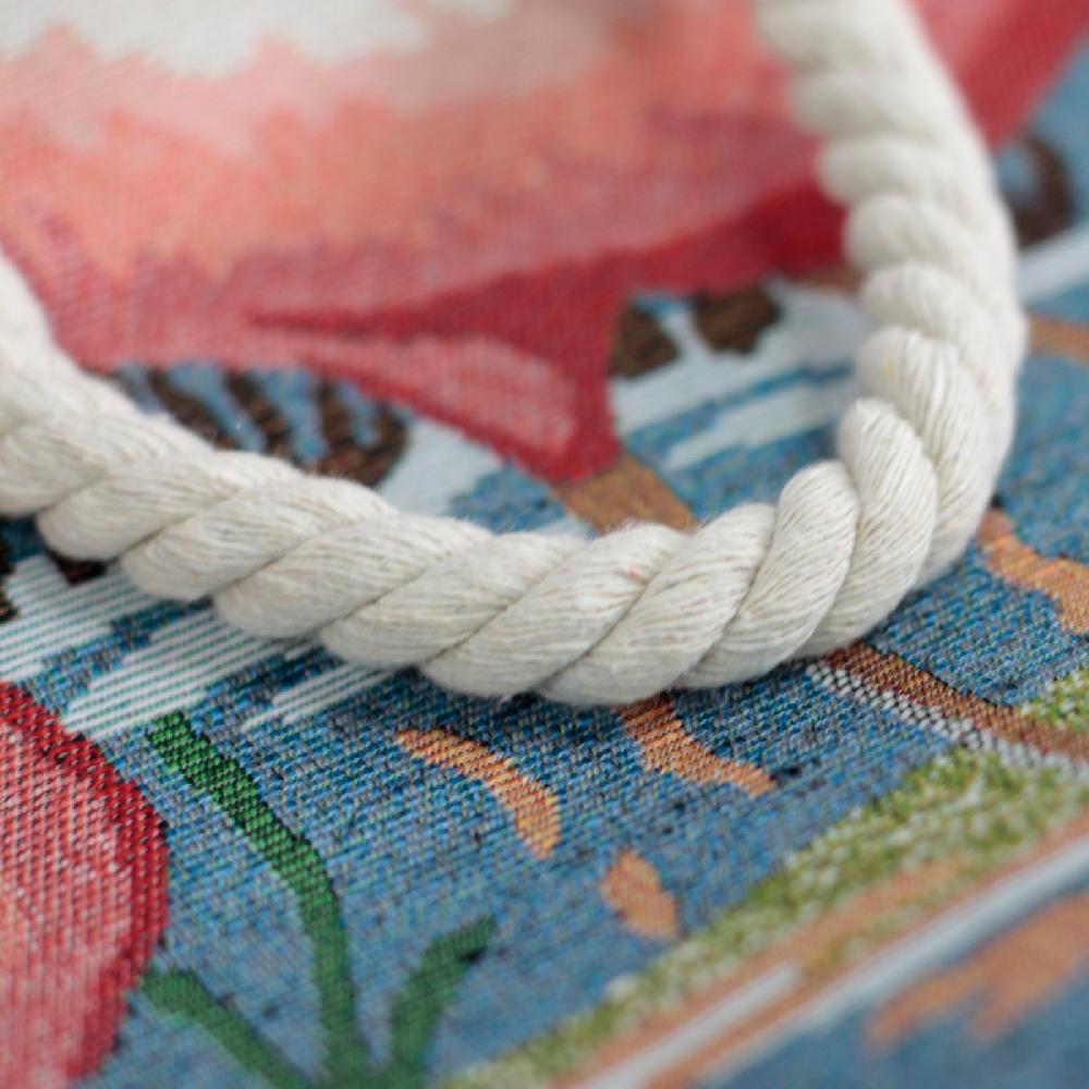 Ancient Wisdom Rope Handle Bag - Pink Flamingo