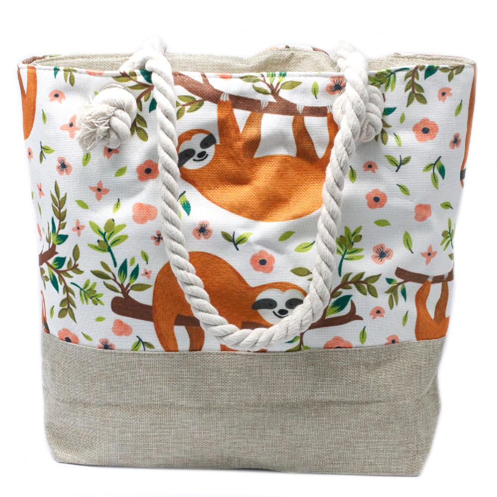 Ancient Wisdom Rope Handle Bag - Sloths
