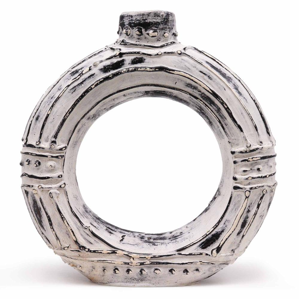 ancient wisdom Round Donut Shaped Vase - Cream 30cm