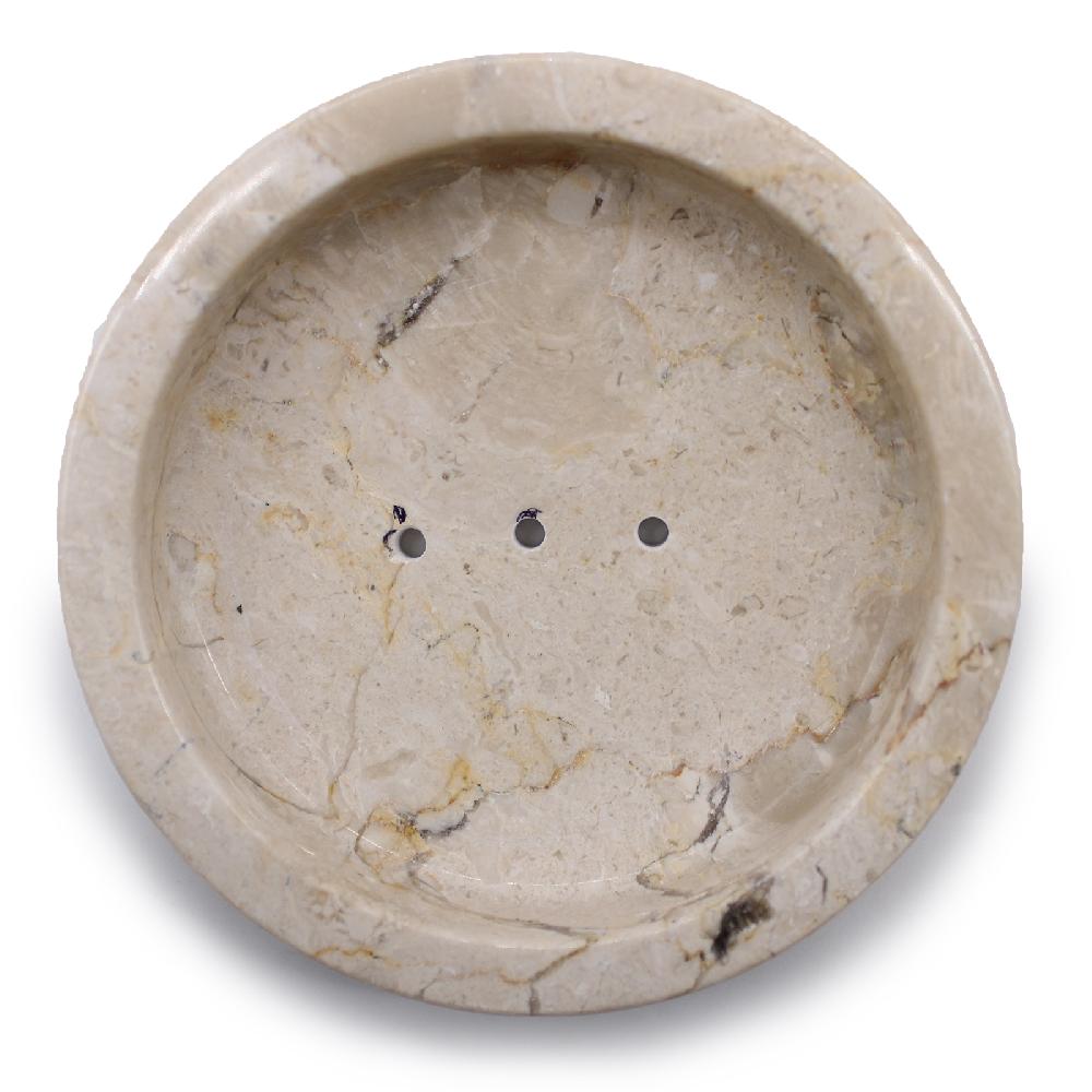 Ancient Wisdom Round Honey Marble Flat Soap Dish