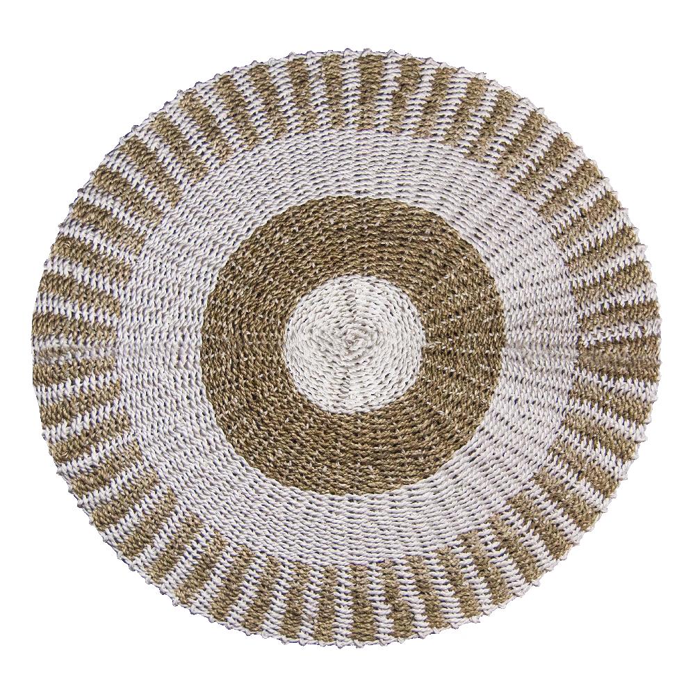 ancient wisdom Round Seagrass White & Tan - Sun - 1m