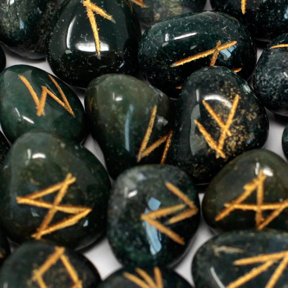 ancient wisdom Runes Stone Set in Pouch - Bloodstone