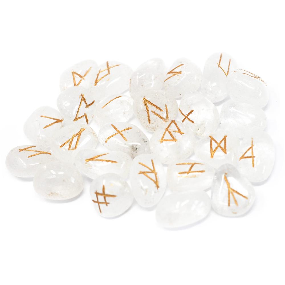 Ancient Wisdom Runes Stone Set In Pouch - Crystal