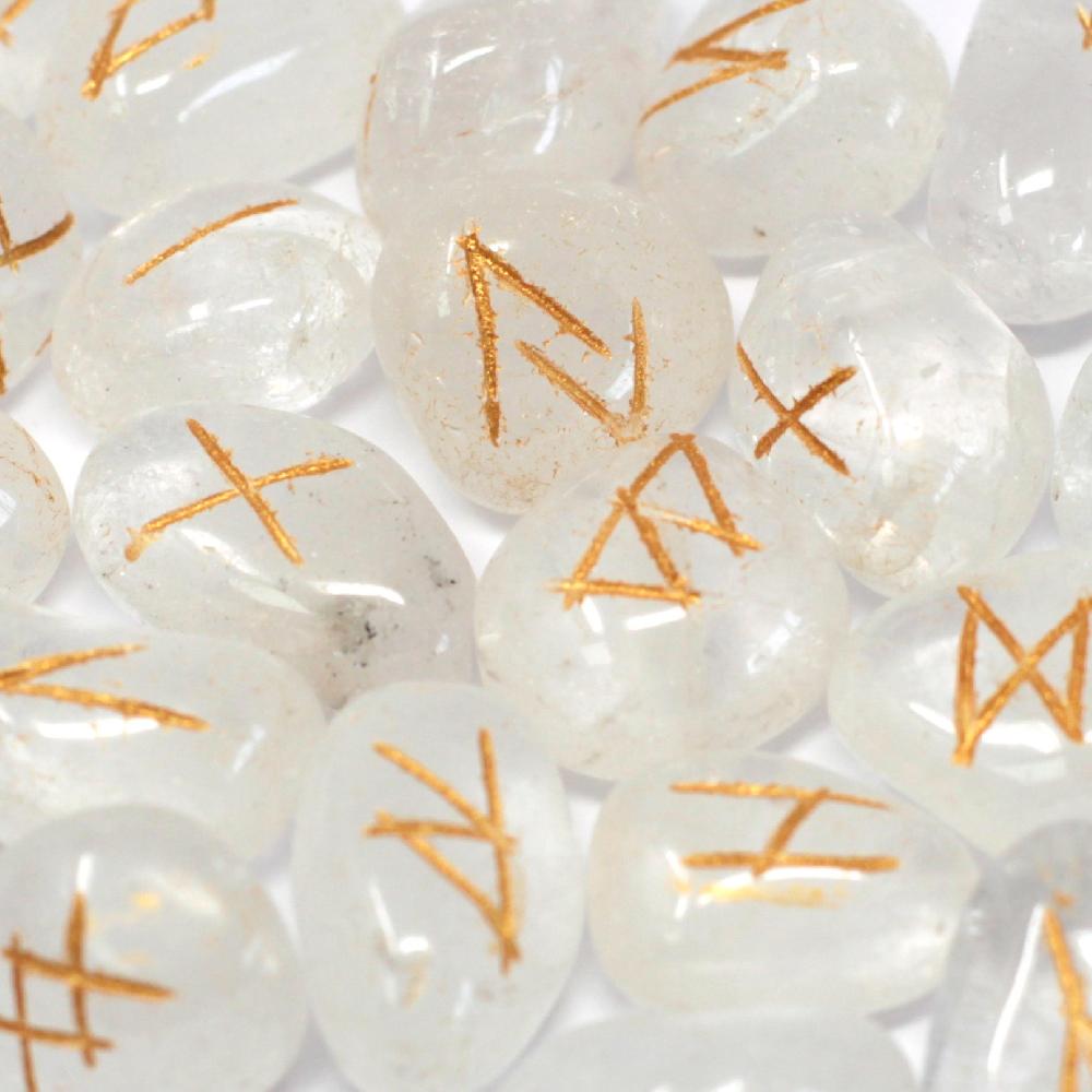 ancient wisdom Runes Stone Set in Pouch - Crystal