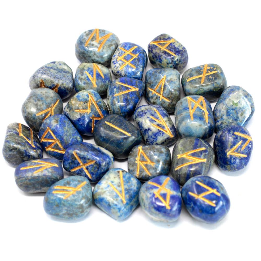 Ancient Wisdom Runes Stone Set In Pouch - Lapis