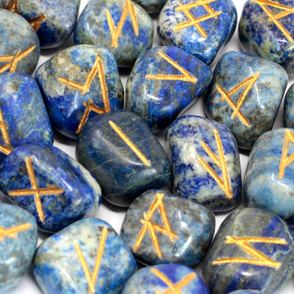 ancient wisdom Runes Stone Set in Pouch - Lapis