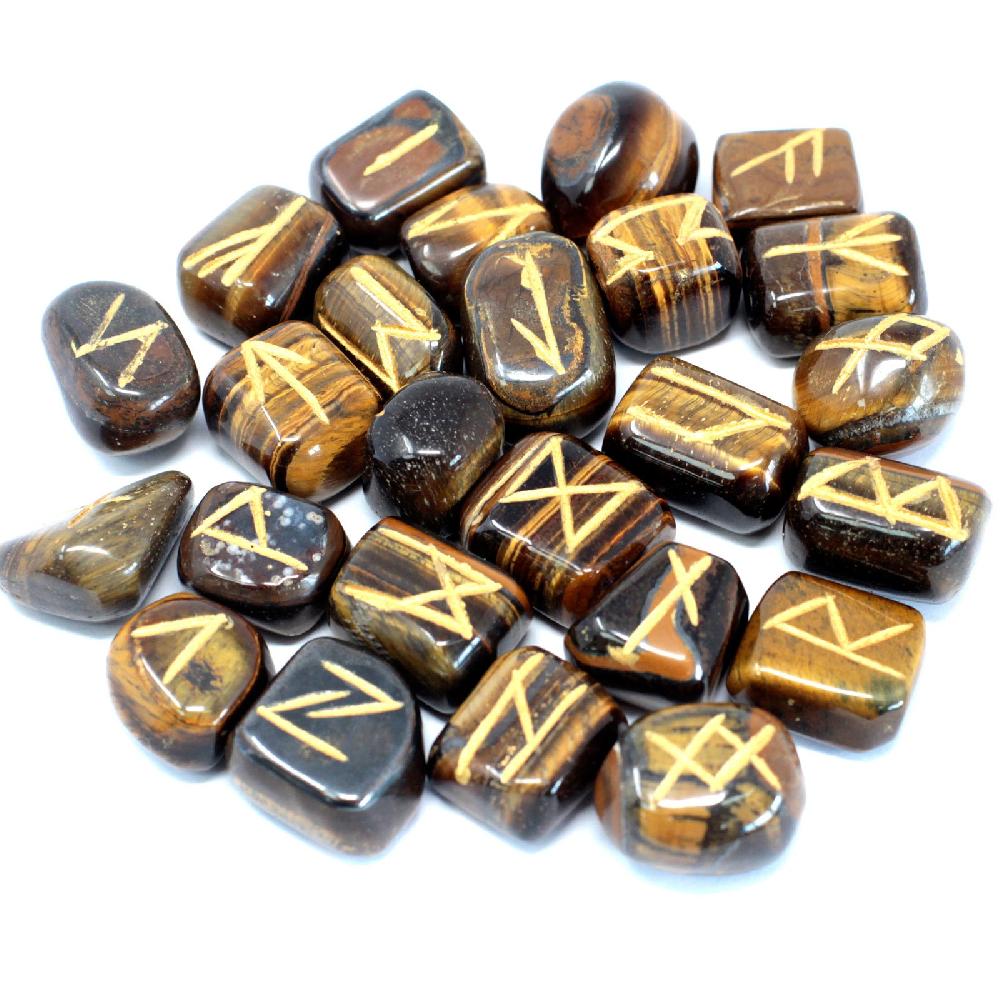 Ancient Wisdom Runes Stone Set In Pouch - Tiger Eye
